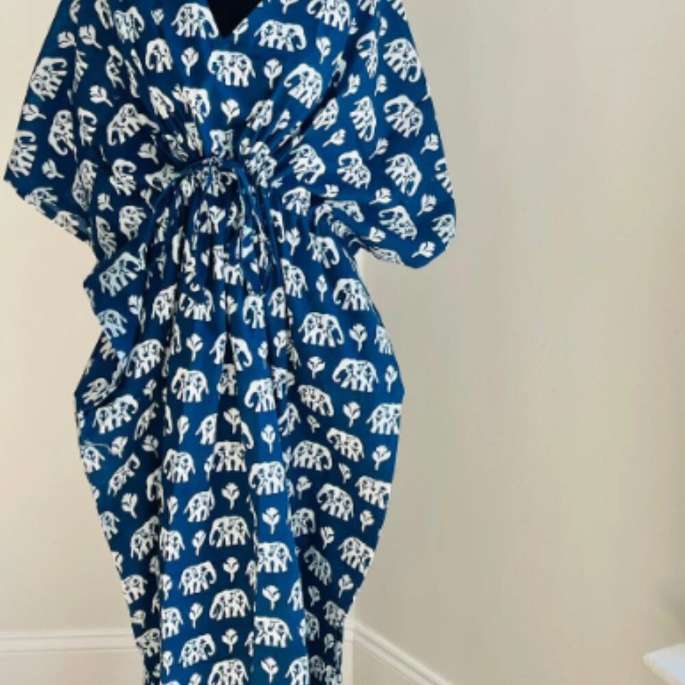 BRAND NEW Cotton Kaftan Indian Elephant Kaftan Long Caftan Dress For to be Mom